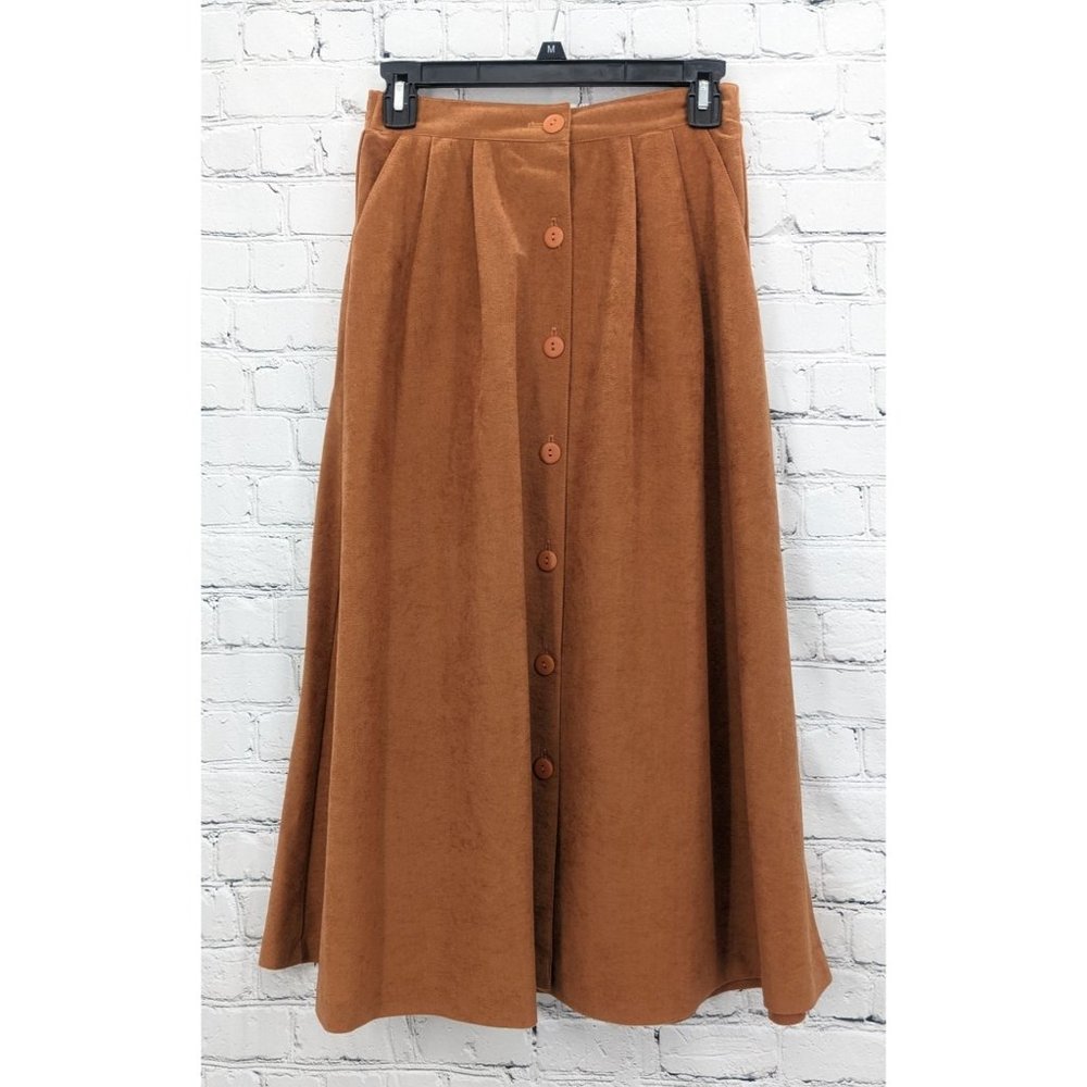 A-Line Button-Down Tan Skirt